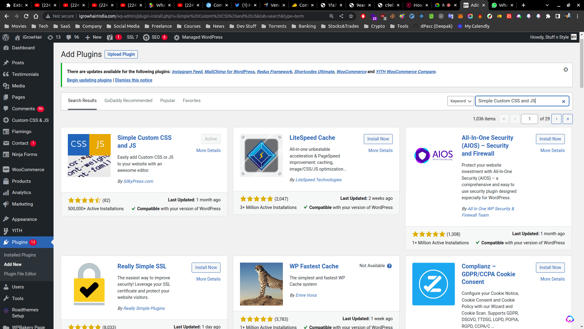 Step 6b: Search for 'Insert Headers and Footers' plugin and install it